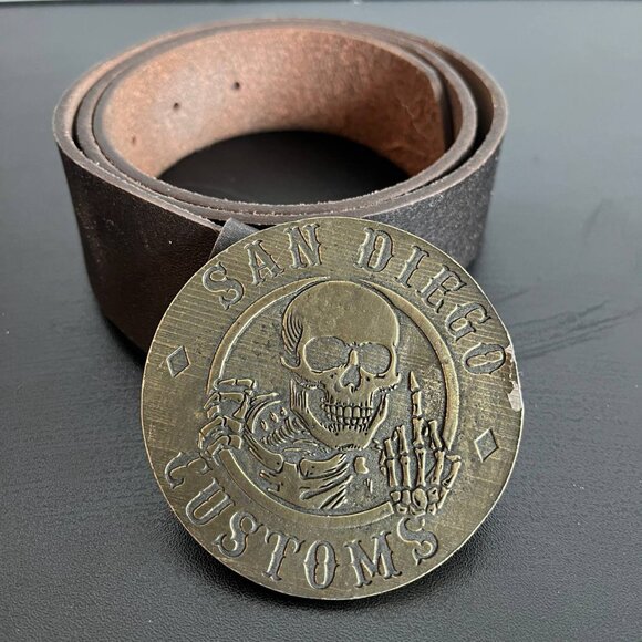 Harley Davidson - SAN DIEGO CUSTOMS Leather Belt - Hand Made in the USA - Picture 3 of 10